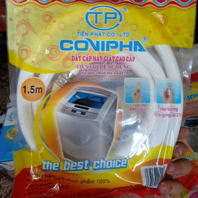 Dây cấp máy giặt đầu răng 21 - dài 1m5
