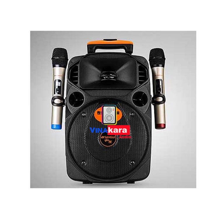 Loa kéo di động sansui 12-66 2 Micro UHF, Loa hát karaoke hay, bass trelb chất lượng, bảo hành 12 tháng