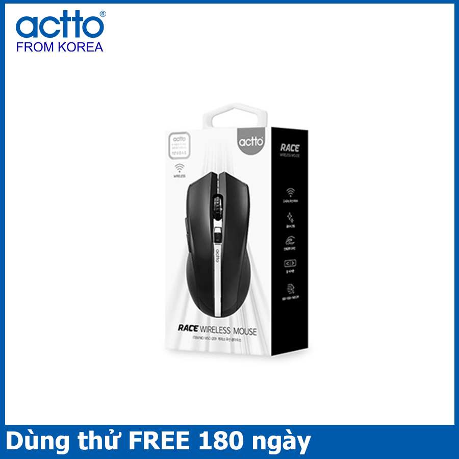 Chuột quang không dây dáng chuẩn - Race Wireless Mouse Actto MSC-209