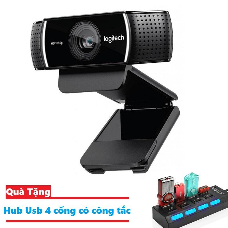 Webcam Logitech C922 quay Full HD có kèm Tripod - Tặng kèm Hub chia 4 cổng usb có công tắc mới