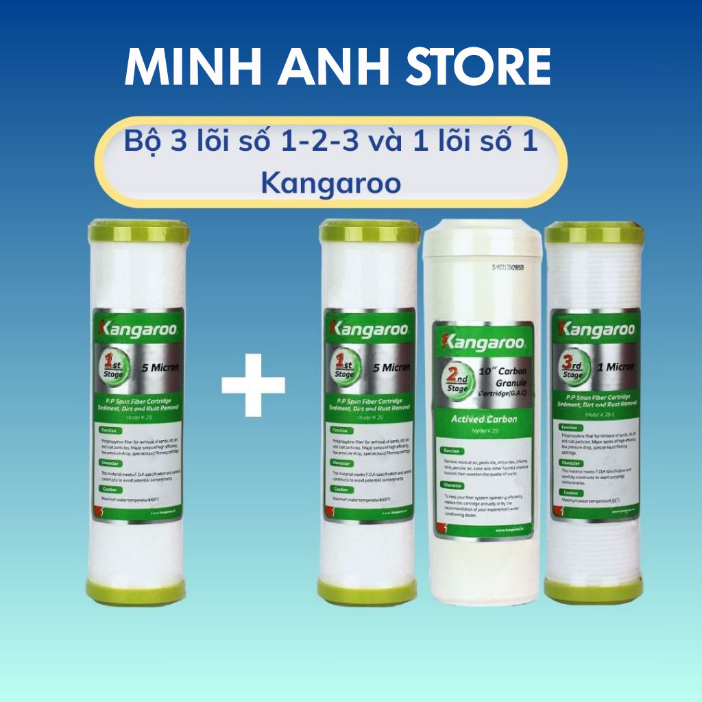 Combo 4 lõi lọc cho máy lọc nước kangaroo
