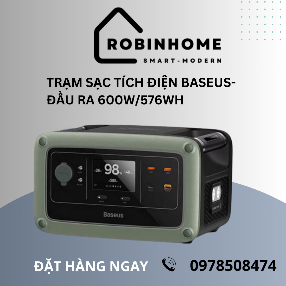 Trạm sạc đa năng baseus,máy tích điện,bộ lưu điện dự phòng công xuất đầu ra 600w/576wh lưu trữ 108.000mah,kt 2918cm