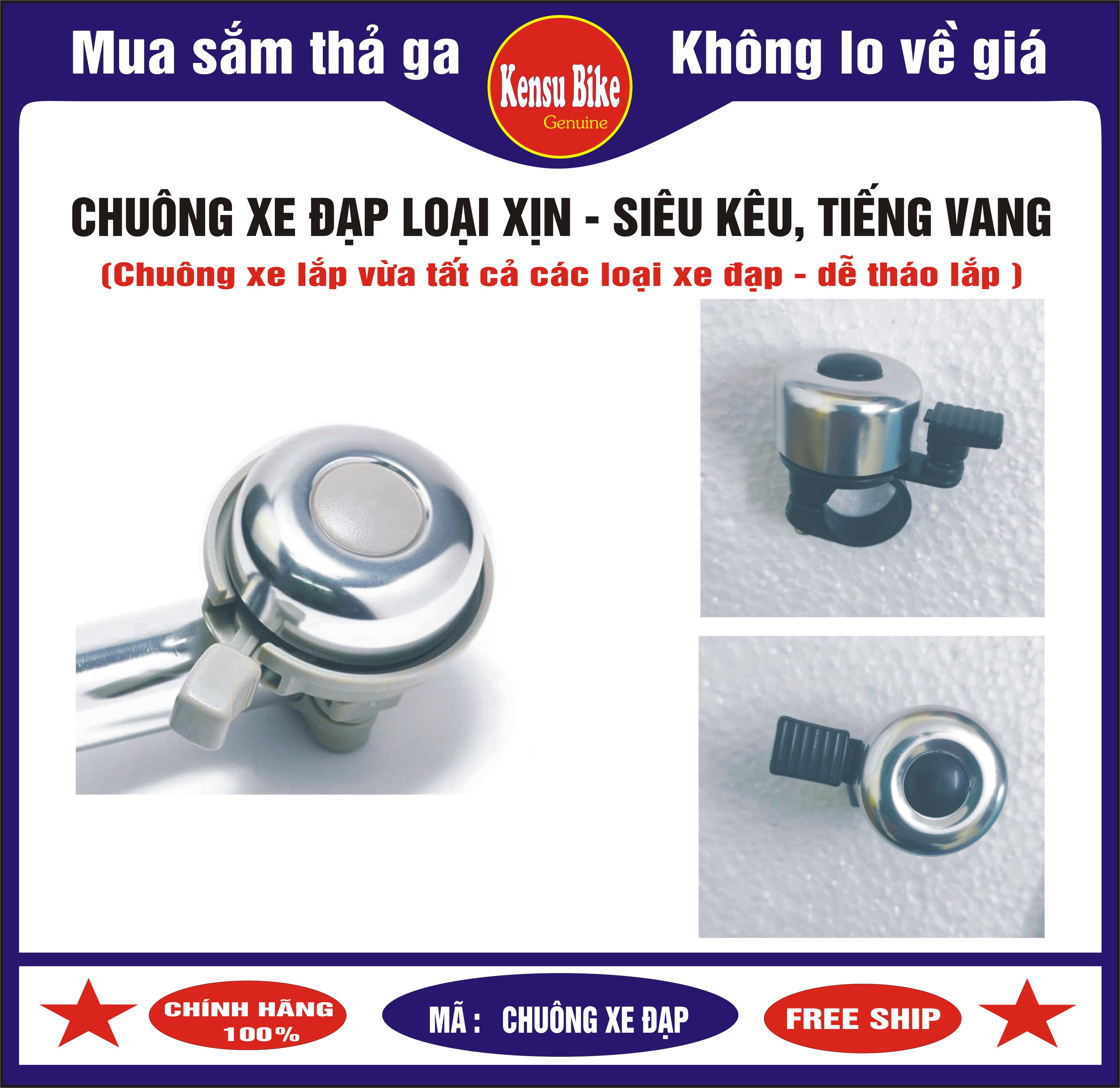 Chuông xe đạp 2 tiếng hợp kim