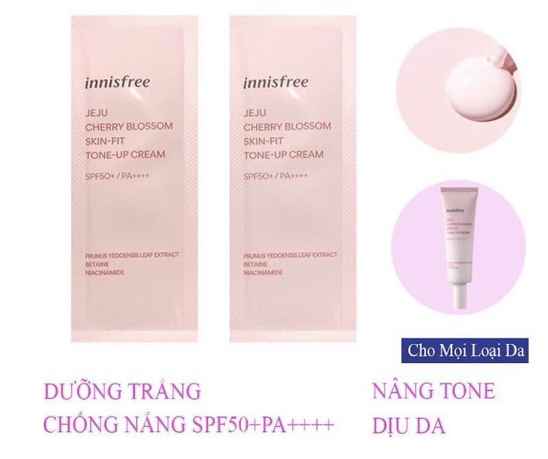 5 GÓI Kem dưỡng CHỐNG NẮNG ẩm sáng da innisfree Cherry Blossom Tone Up Cream