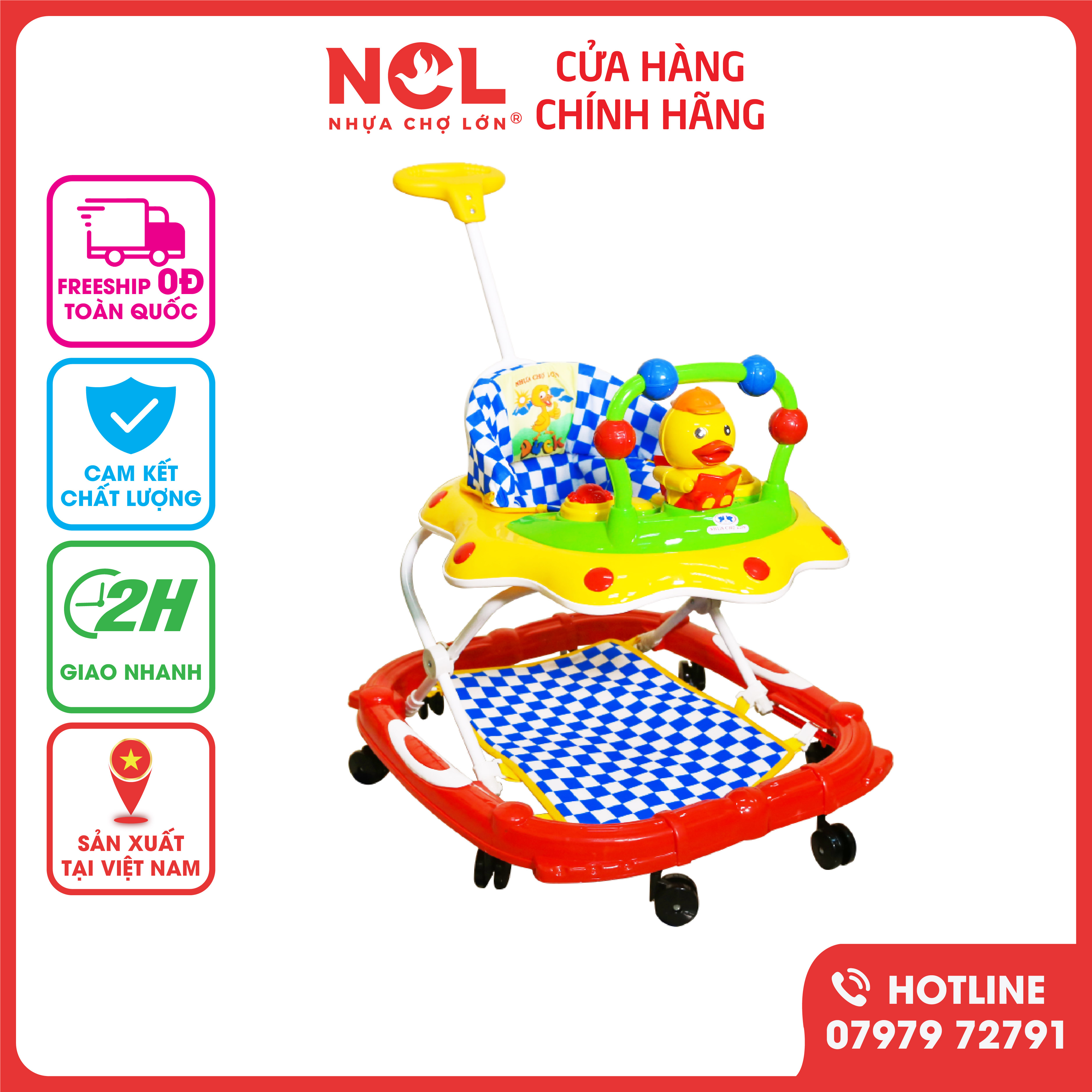 Xe Tập Đi Nhựa Chợ Lớn L4 Con Vịt ĐK (có nhạc) Dành Cho Bé Từ 6 - 12 Tháng - M1629B-XTĐ