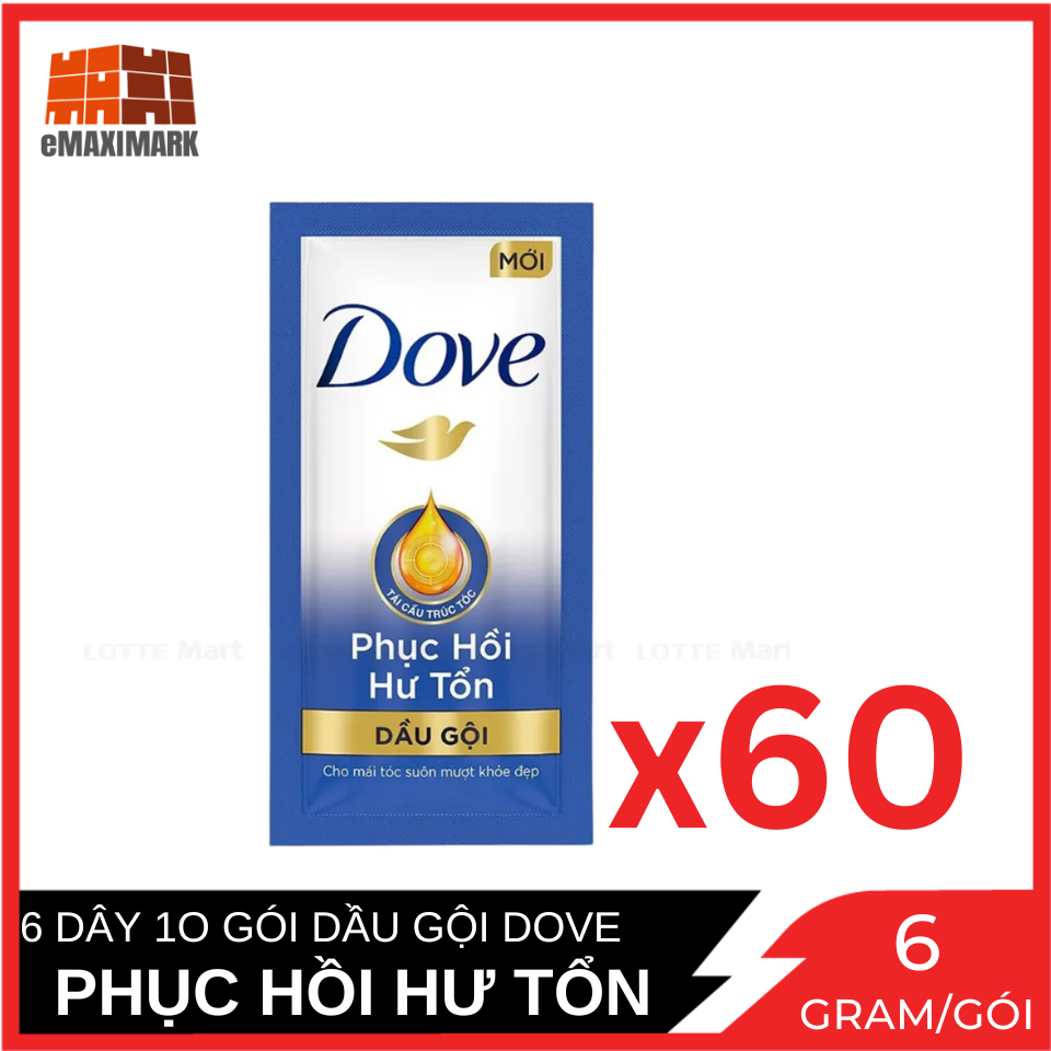 Combo 6 dầu gội dove hư tổn dây dây 10 gói x6