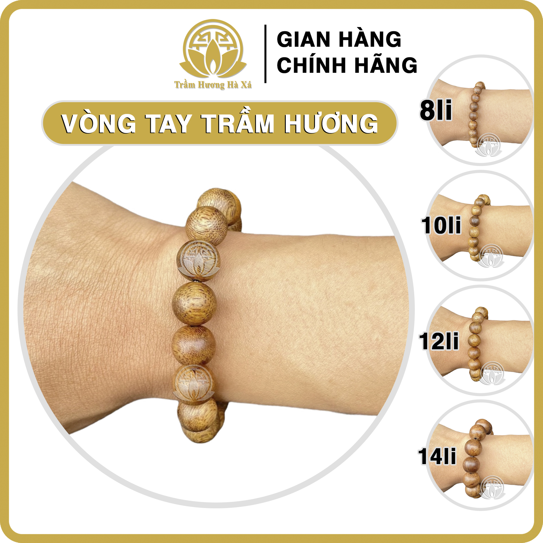 Vòng tay phong thủy tròn đơn trầm hương HÀ XÁ đeo tay cặp đôi nam nữ may mắn tài lộc