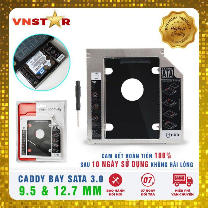 Caddy bay 9.5mm/12.7mm - khay ổ cứng thứ 2 cho laptop