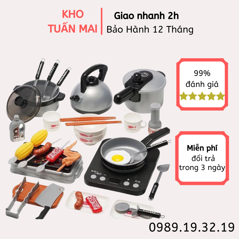 Đồ chơi nấu ăn 36 chi tiết cho bé cao cấp Bộ đồ chơi nhập vai cho bé gái Loại 1 chi tiết đồ chơi to và chắc chắn