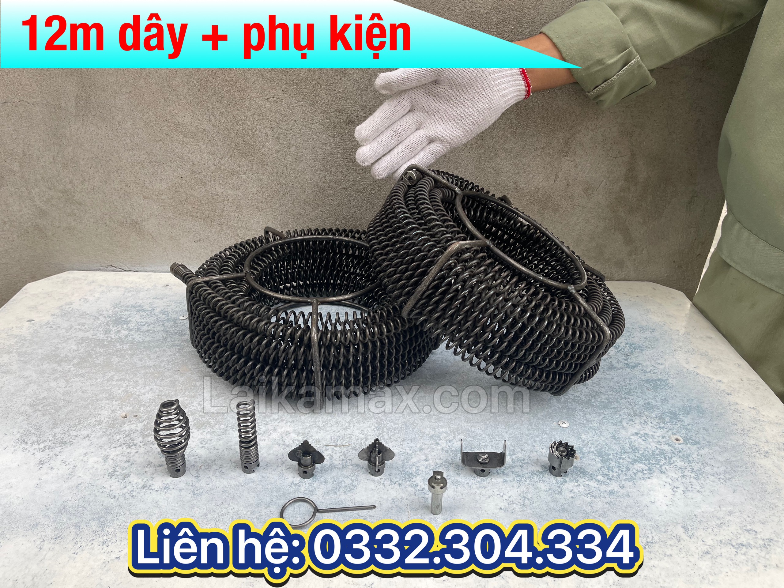 Dây thông tắc cống dùng máy khoan dài 12m, thông tắc cống, thông tắc đường ống thoát nước