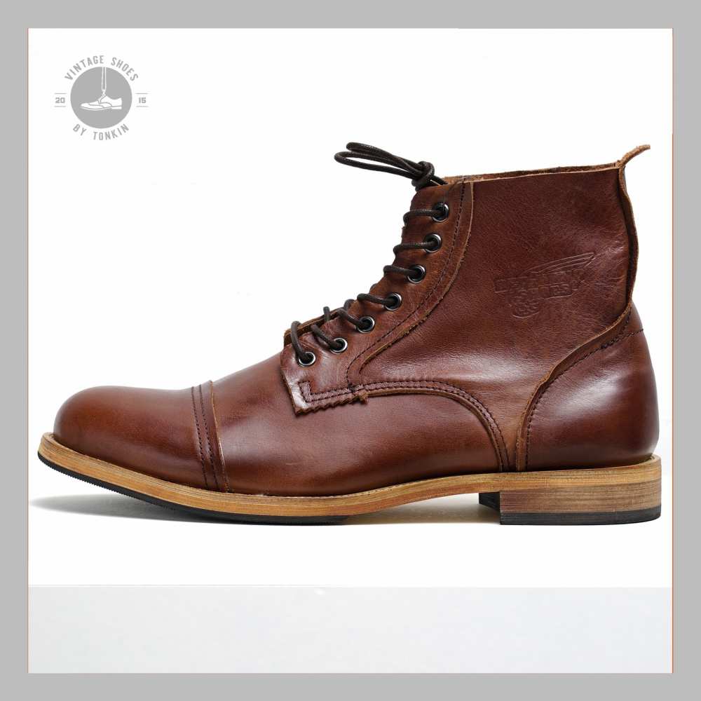 Giày boot nam cao cổ ZARA BOOT nâu da thật mũi tròn Đế khâu Phong cách đường phố biker BH 1 năm