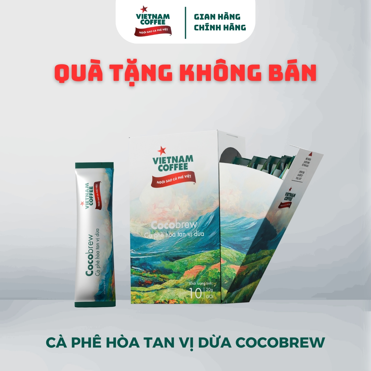 [QUÀ TẶNG KHÔNG BÁN[ Cà phê hòa tan vị dừa Cocobrew VIETNAM COFFEE hộp 10 gói 20g/gói