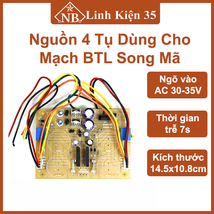Bo nguồn 4 tụ dùng cho mạch BTL - Song Mã, chống nhiễu, chất lượng cao