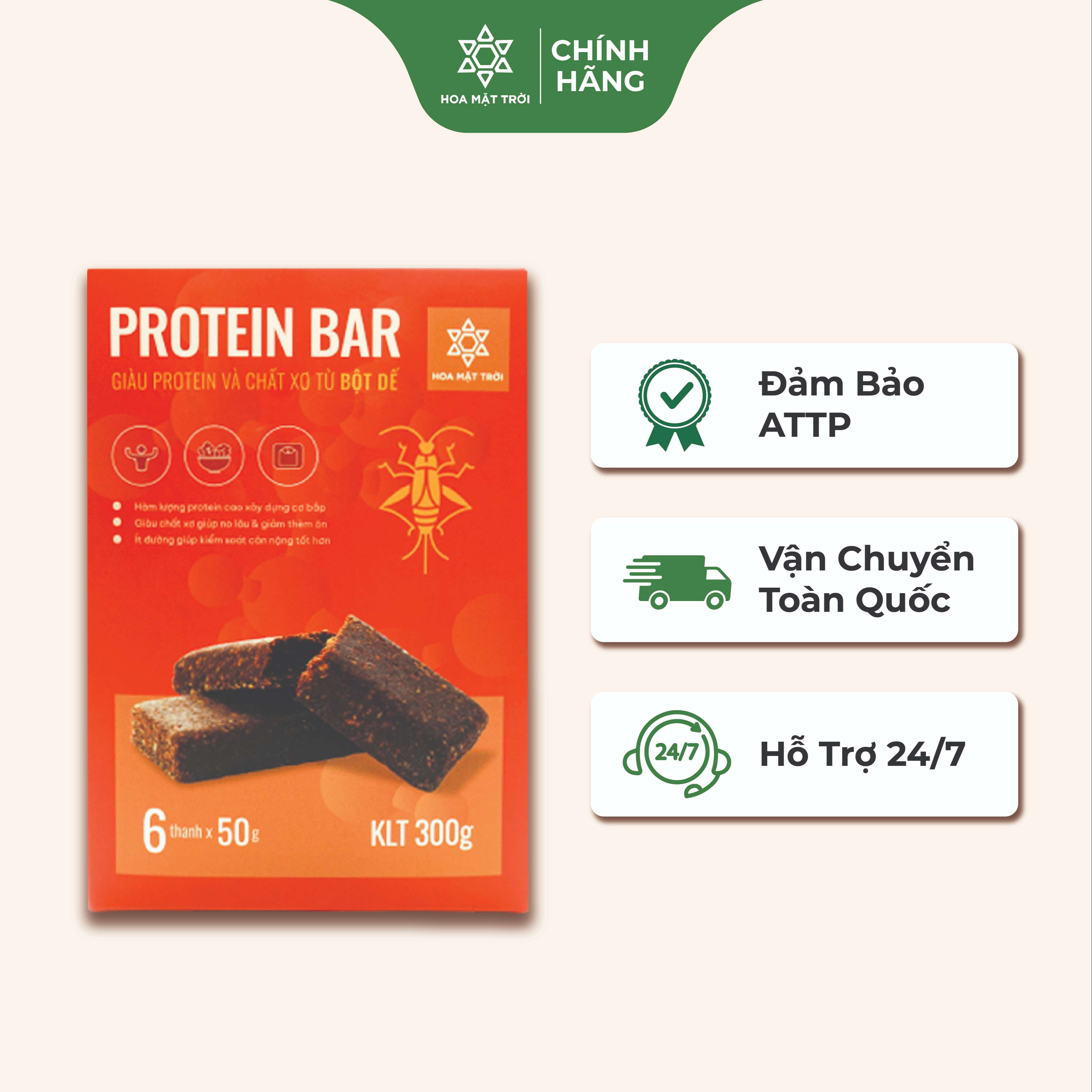 Protein bar – thanh protein từ dế - thanh năng lượng - hộp 6 thanh