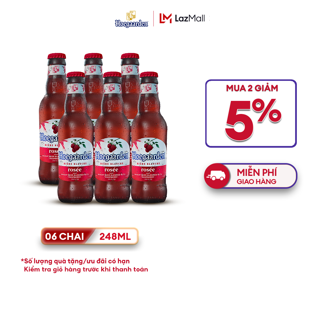 Lốc 6 chai bia Hoegaarden Rosee (248ml/chai)