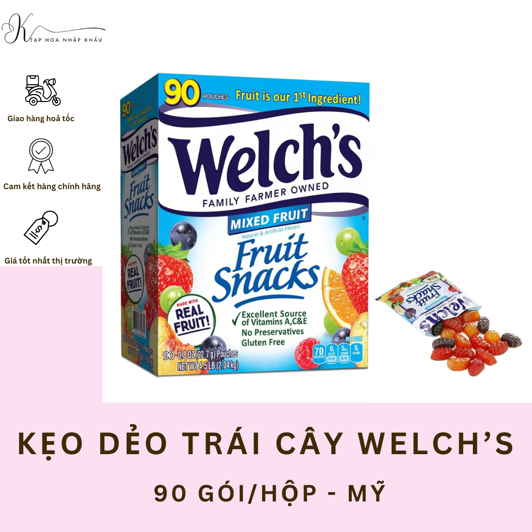 [DATE 2024] KẸO DẺO TRÁI CÂY WELCH’S CỦA MỸ 90 GÓI/HỘP