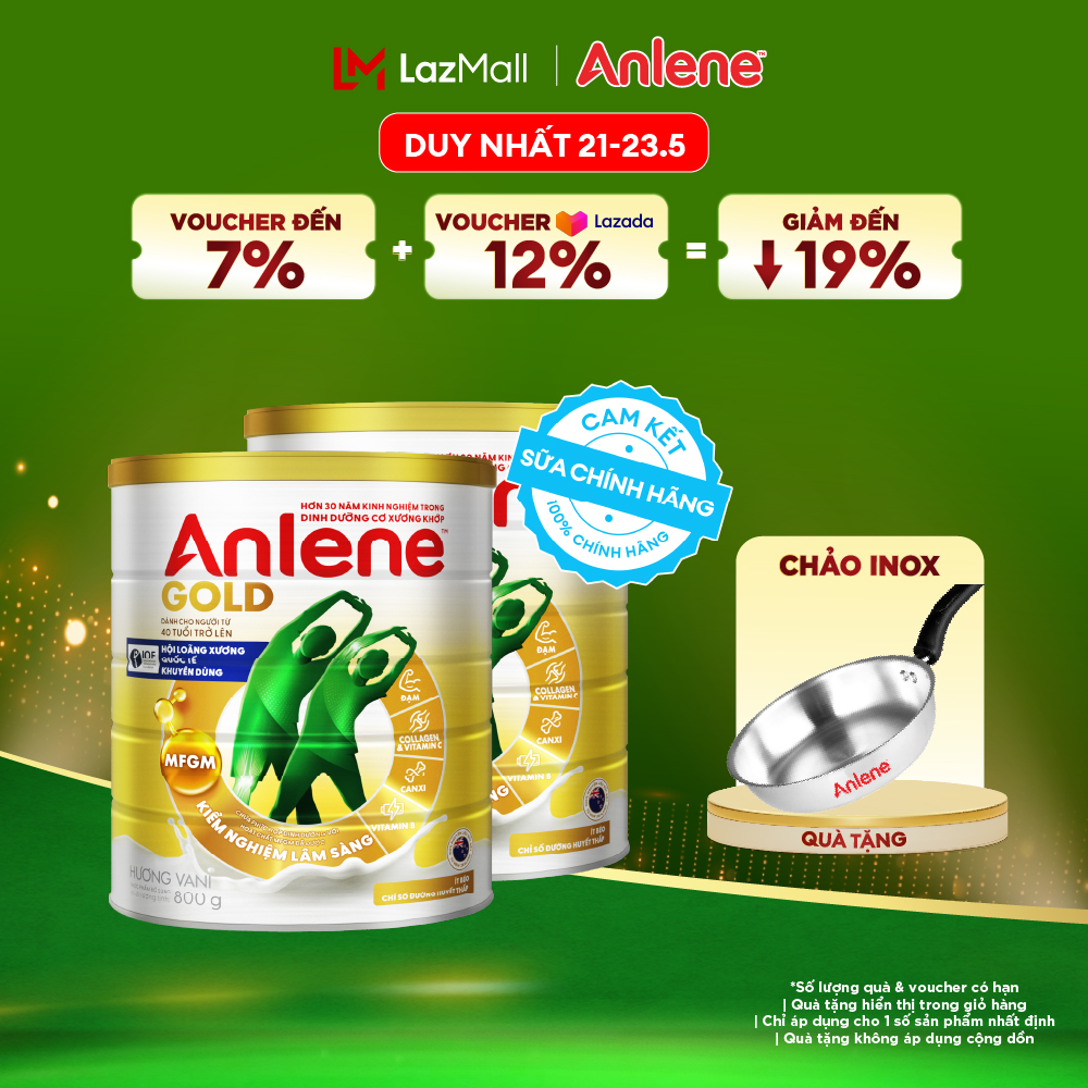 [Voucher giảm đến 26%]Combo 2 Sữa Bột Anlene Gold Hương Vani 800G