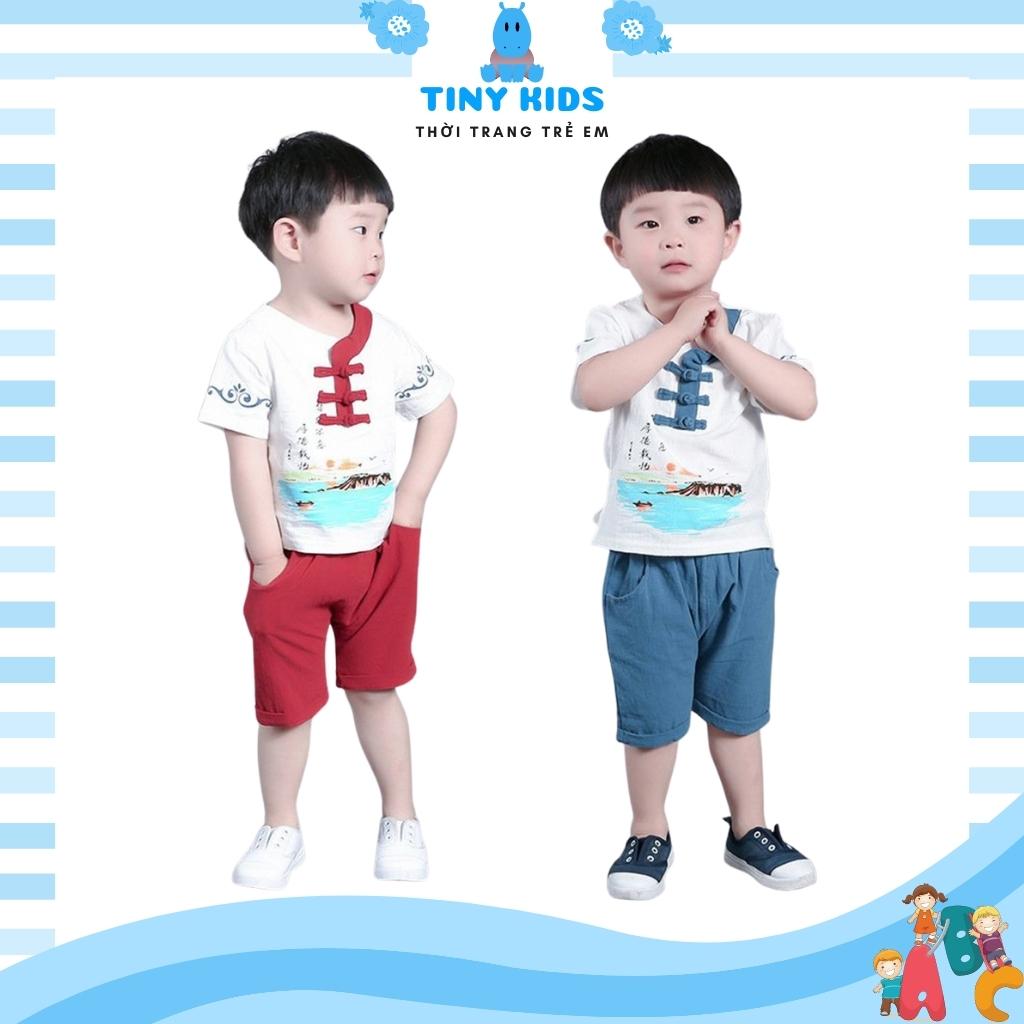 Đồ bé trai tiny kids, bộ cho bé cộc tay cổ trang mặc nhà cho bé từ 6-28kg