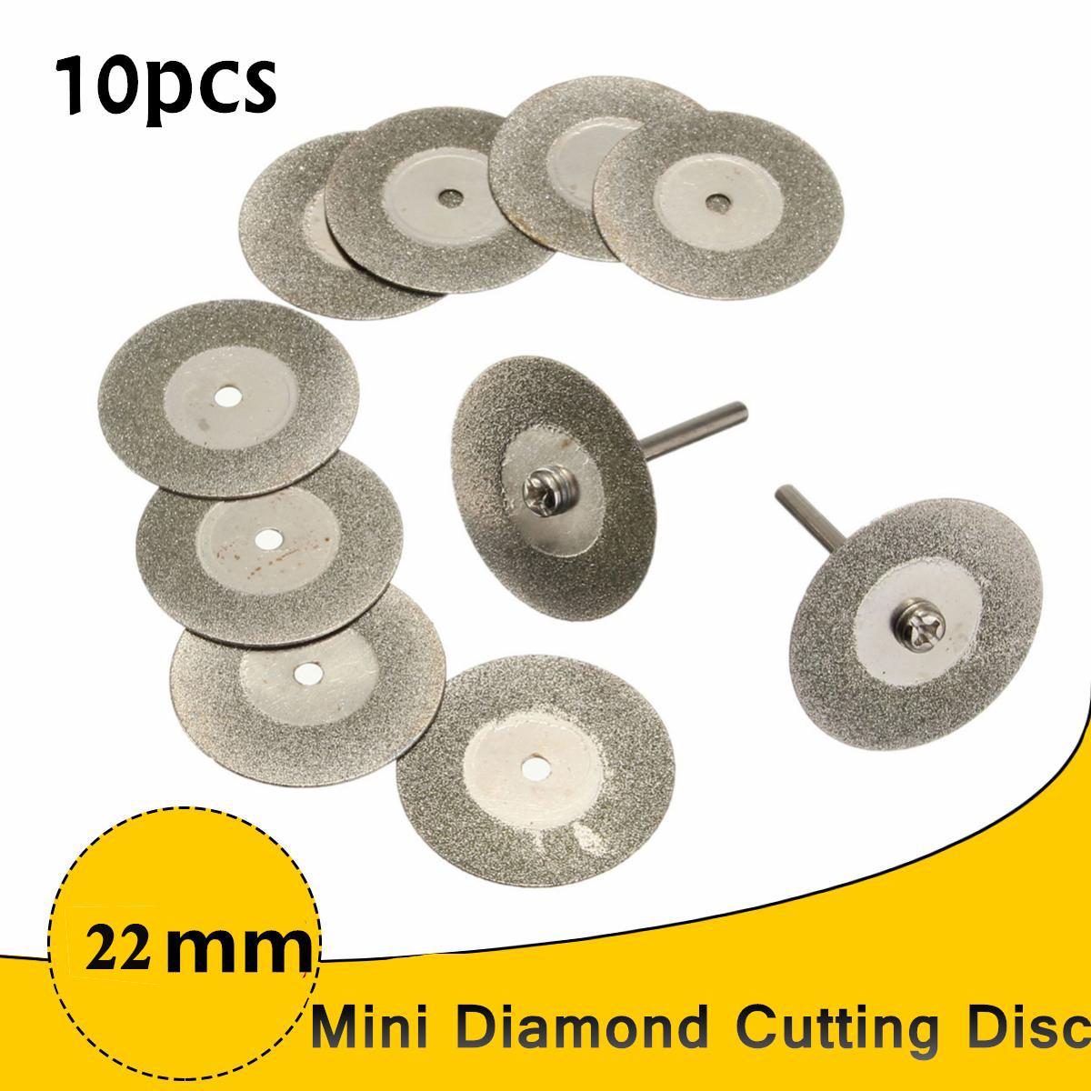 Bộ 10 Lưỡi Cưa Đĩa Cắt Kim Cương Mini đường kính 22mm + thanh Kết Nối 3.0mm