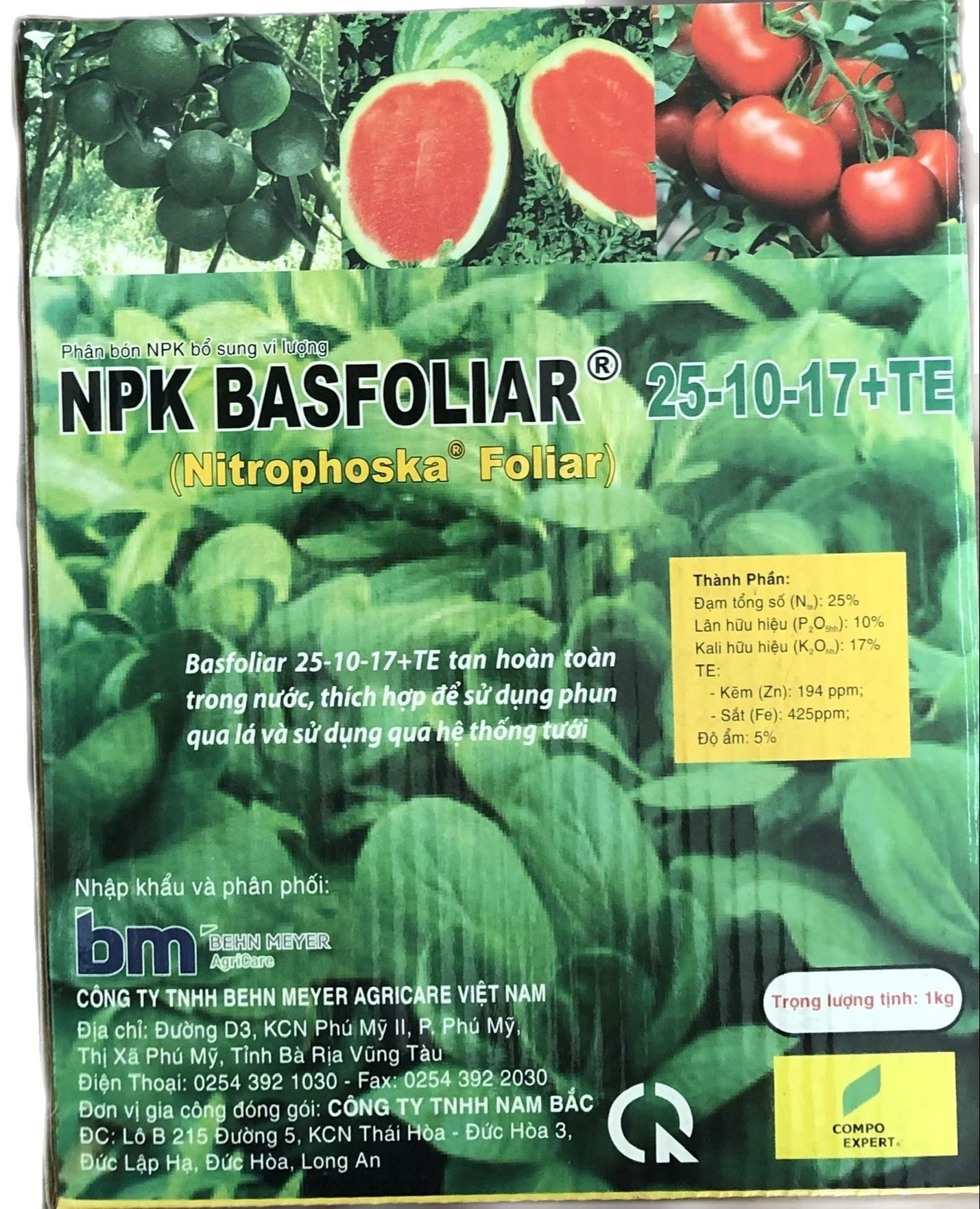Dinh dưỡng qua lá BASFOLIAR 25-10-17+TE (250g/gói)