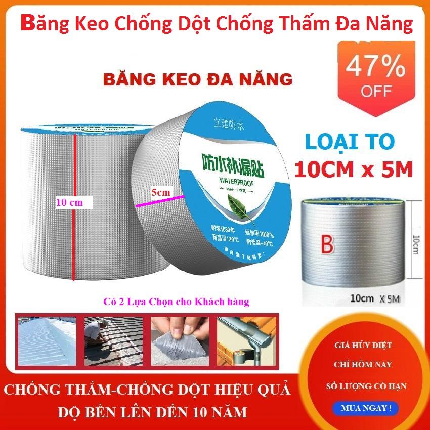 Băng Keo Siêu Dính Đa Năng, Keo dán chống thấm đa năng Nhật bản cho tường, trần nhà, mái tôn, ống nước, bể nước, xô chậu, phao bơi, bể bơi, đồ bơm hơi