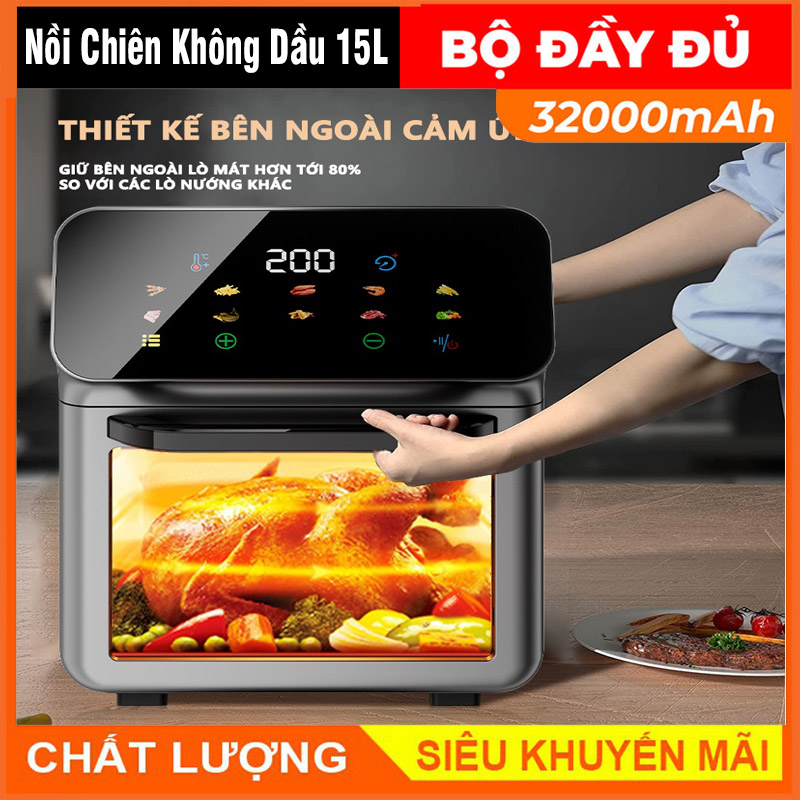 Nồi chiên không dầu 15L công suất chế độ thông minh khay nướng nồi chiên không dầu Sức khỏe đa chức năng nồi chiên ko dầu