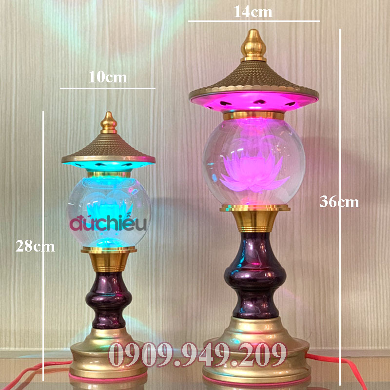 Đèn thờ cúng pha lê cao cấp dạng tháp – Đức Hiếu Shop