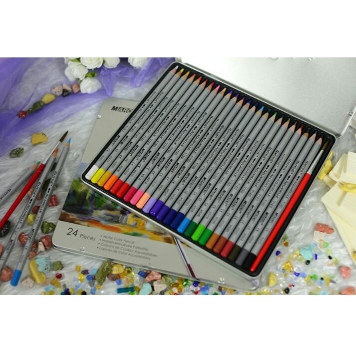 Bộ chì tô 24 màu nước cao cấp marco raffine 7120-24tn