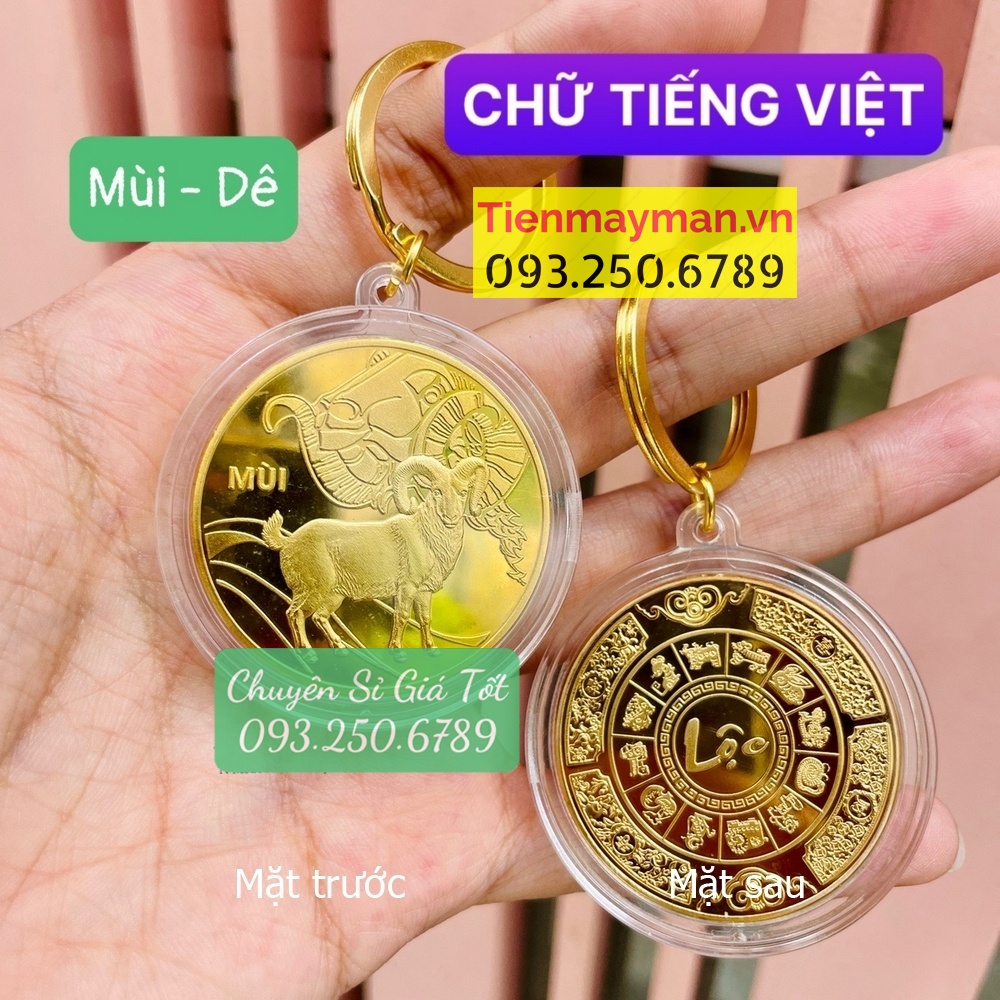 🌟siêu hot🌟 móc khóa 12 con giáp con dê - mùi đồng xu phong thủy may mắn