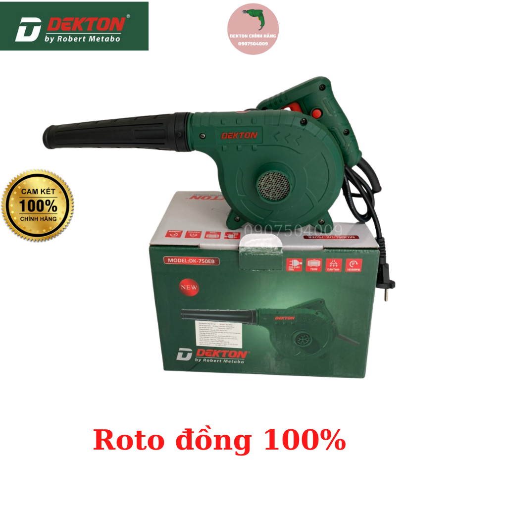 Máy thổi bụi chính hãng Dekton, roto dây đồng 100%, máy nổ bụi