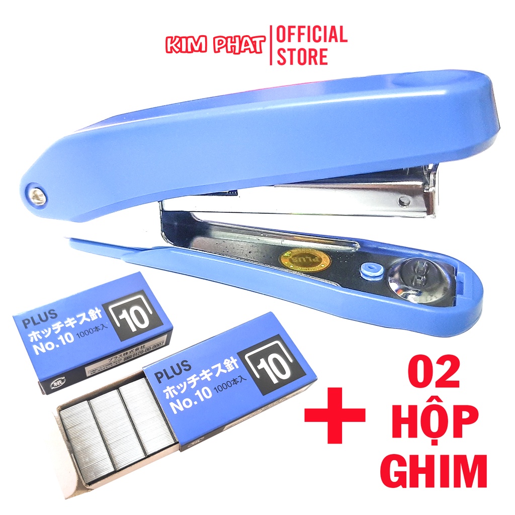 Dập ghim, bấm kim số 10 plus ps10e chính hãng kèm 02 hộp ghim, có tem chống hàng giả