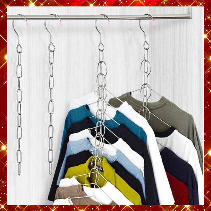 1 Treo Móc Quần Áo, Dây Xích Inox Treo Quần Áo Tiết Kiệm 90% Diện Tích Tủ