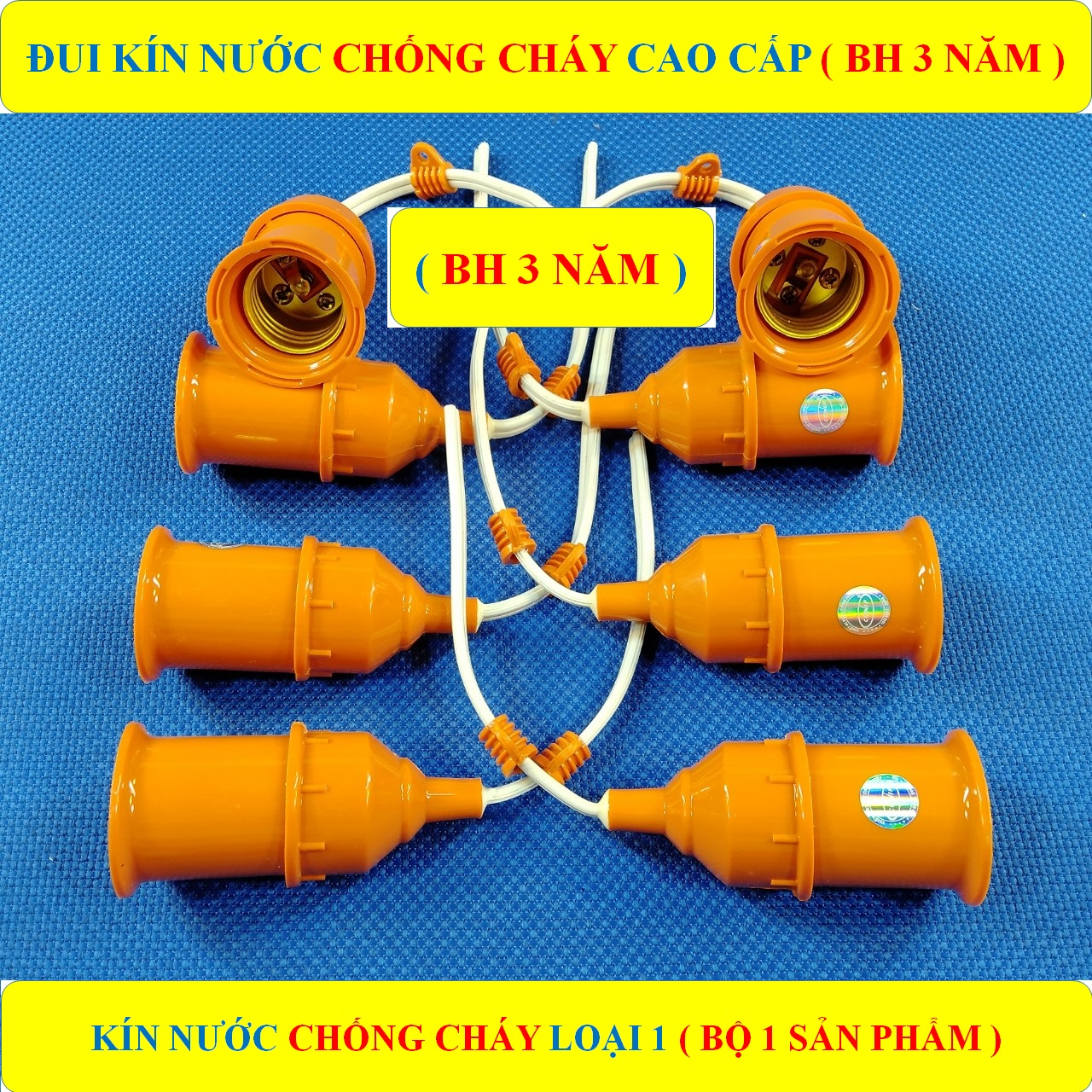 Đui Xoáy treo KÍN NƯỚC, Đuôi đèn thả KÍN NƯỚC cao cấp đui E27 LOẠI 1 CHỐNG CHÁY + BH 3 NĂM (bộ 1 sản phẩm)