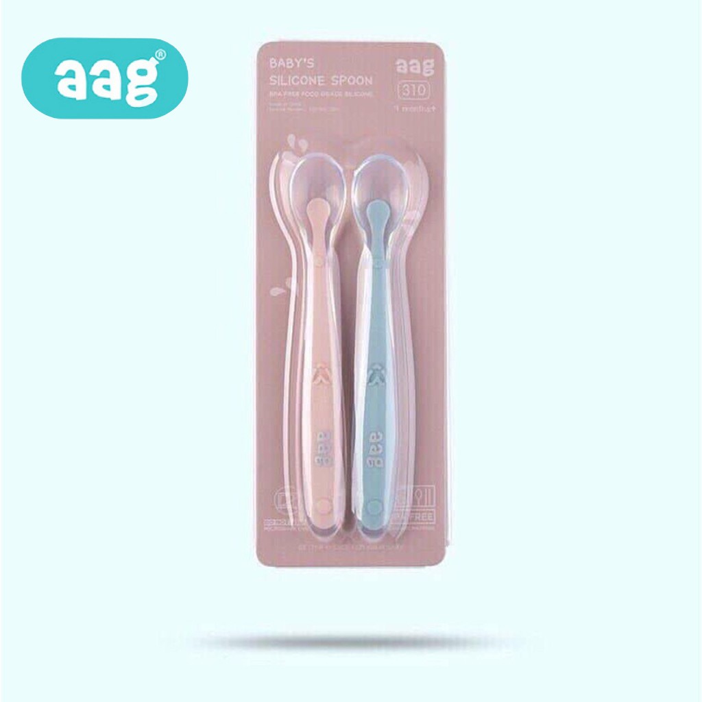 Thìa Ăn Dặm Silicon AAG, An Toàn Cho Bé (Tách Set Vỉ 2 Cái)