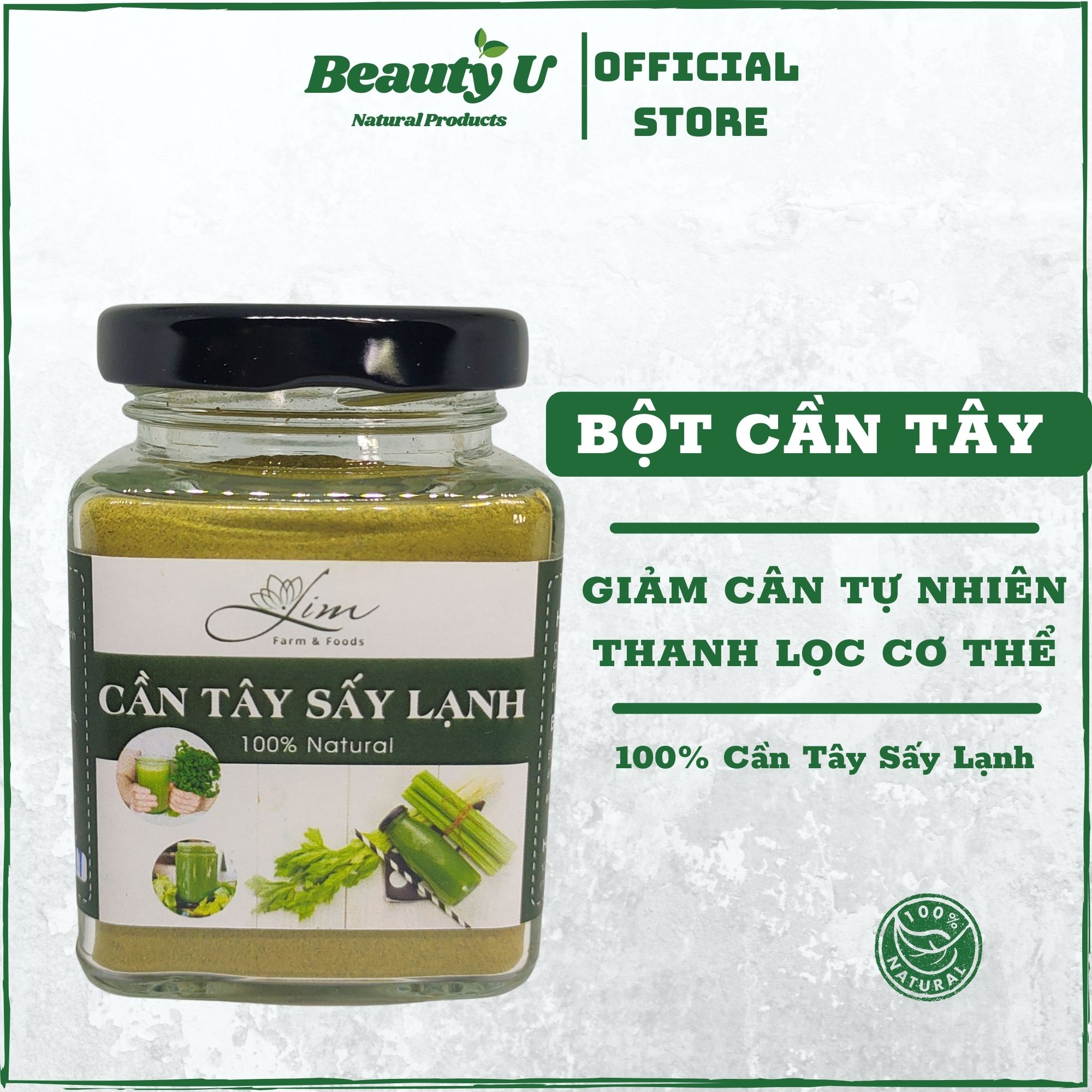 [HCM]Bột Cần Tây Giảm Cân Sấy Lạnh Nguyên Chất Hũ 150Gram - Hỗ Trợ Giảm Cân  Thanh Nhiệt Cơ Thể  Dưỡng Da Sạch Mụn LimFarm