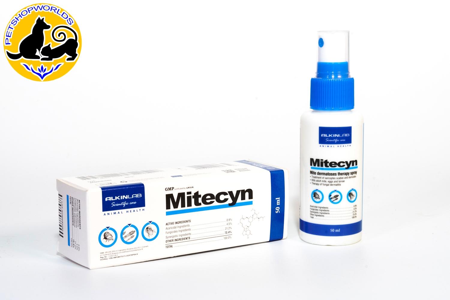 [HCM]ALKIN MITECYN - DUNG DỊCH XỊT VIÊM DA NẤM GHẺ CHO CHÓ MÈO (50ml)