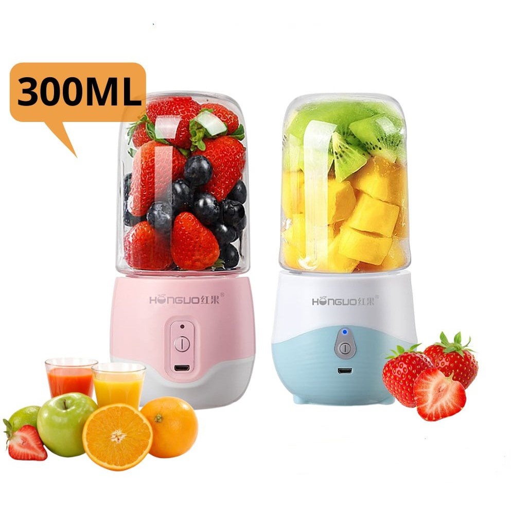 Máy xay cầm tay mini HONGUO xay sinh tố, ớt tỏi, hạt tiêu, lọ thủy tinh chứa 300mL