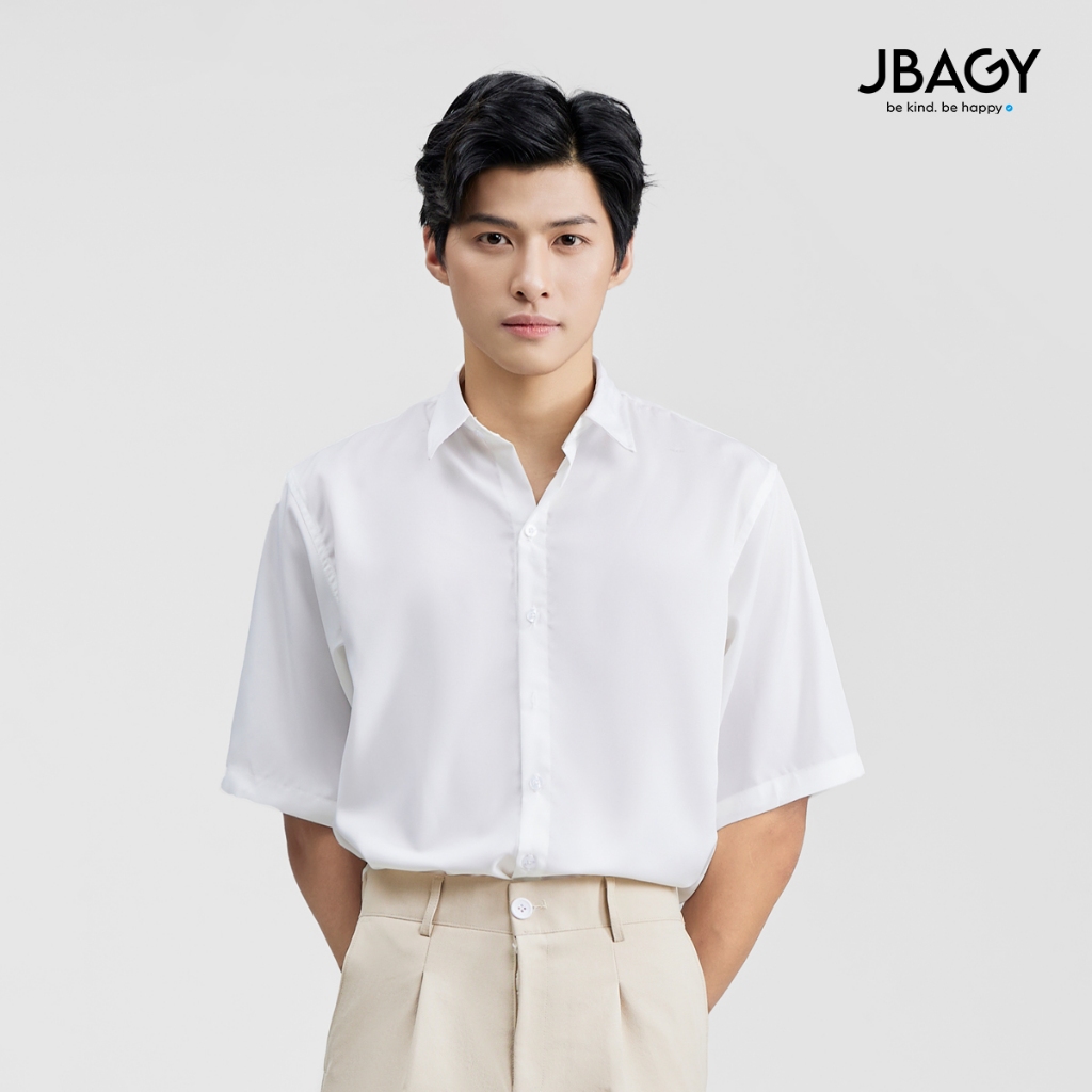  Áo sơ mi trắng tay ngắn JBAGY nam nữ form rộng unisex tay lỡ giấu khuy vải lụa lạnh Hàn Quốc - JS0203 