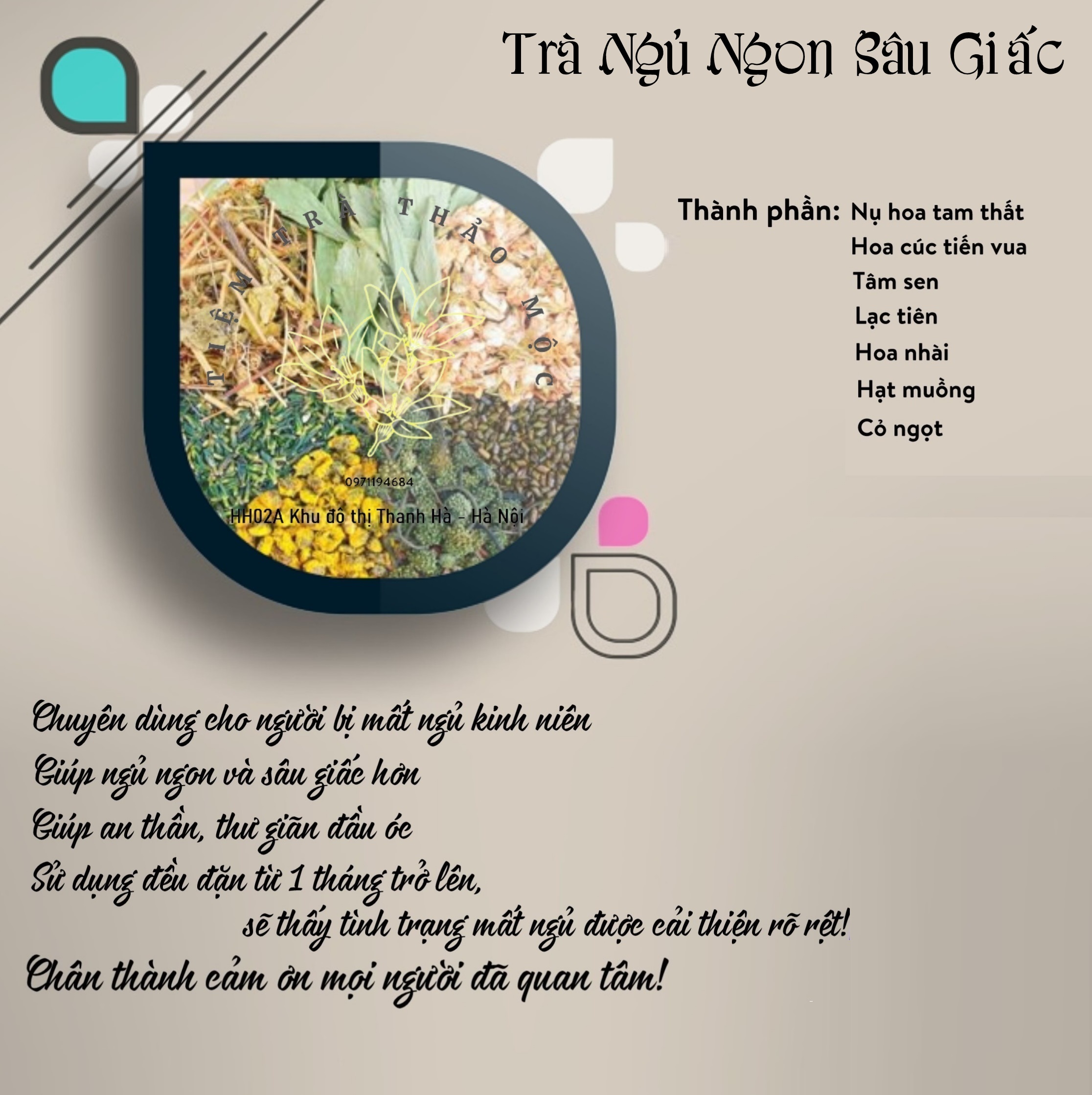 Trà ngủ ngon sâu giấc - tiệm trà thảo mộc