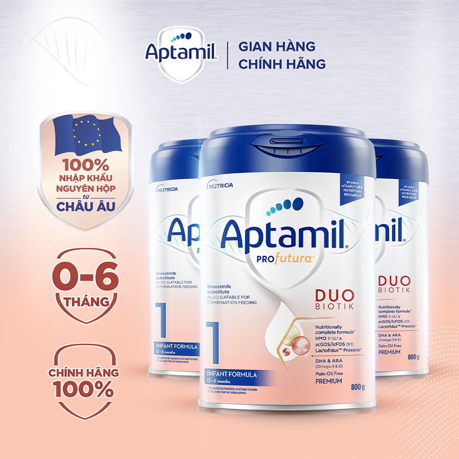 Combo 3 Sữa công thức Aptamil Profutura Duobiotik 1 cho bé 0-6 tháng tuổi
