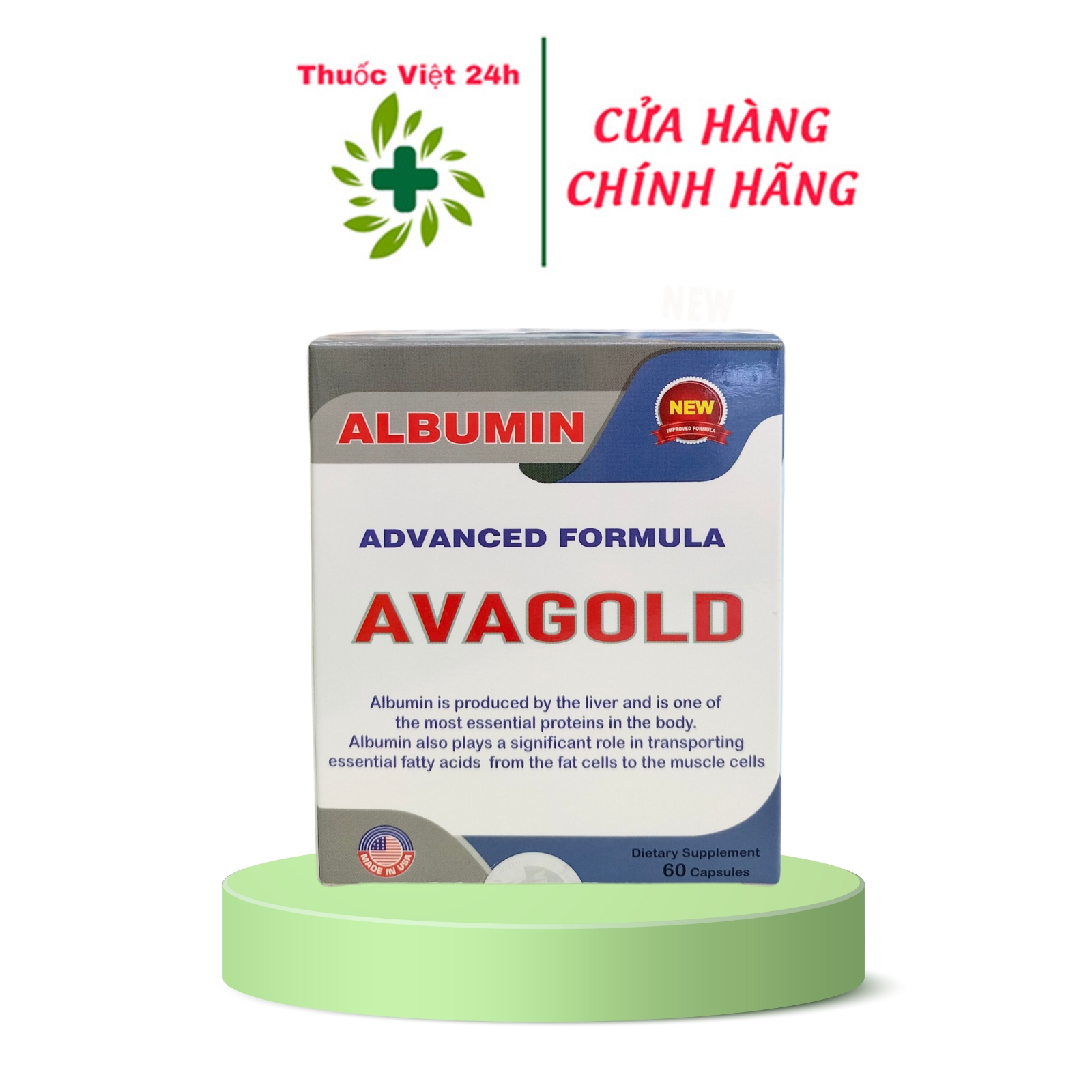 AVAGOLD - Giúp Cơ Thể Giảm Mệt Mỏi Căng Thẳng - Hộp 60 Viên - ThuocViet24h