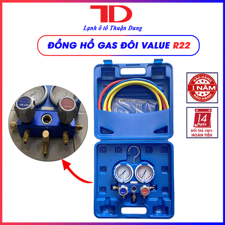 Đồng hồ đo áp suất gas lạnh ô tô Value R134 - Vật Tư Điện Lạnh Ô Tô Thuận Dung