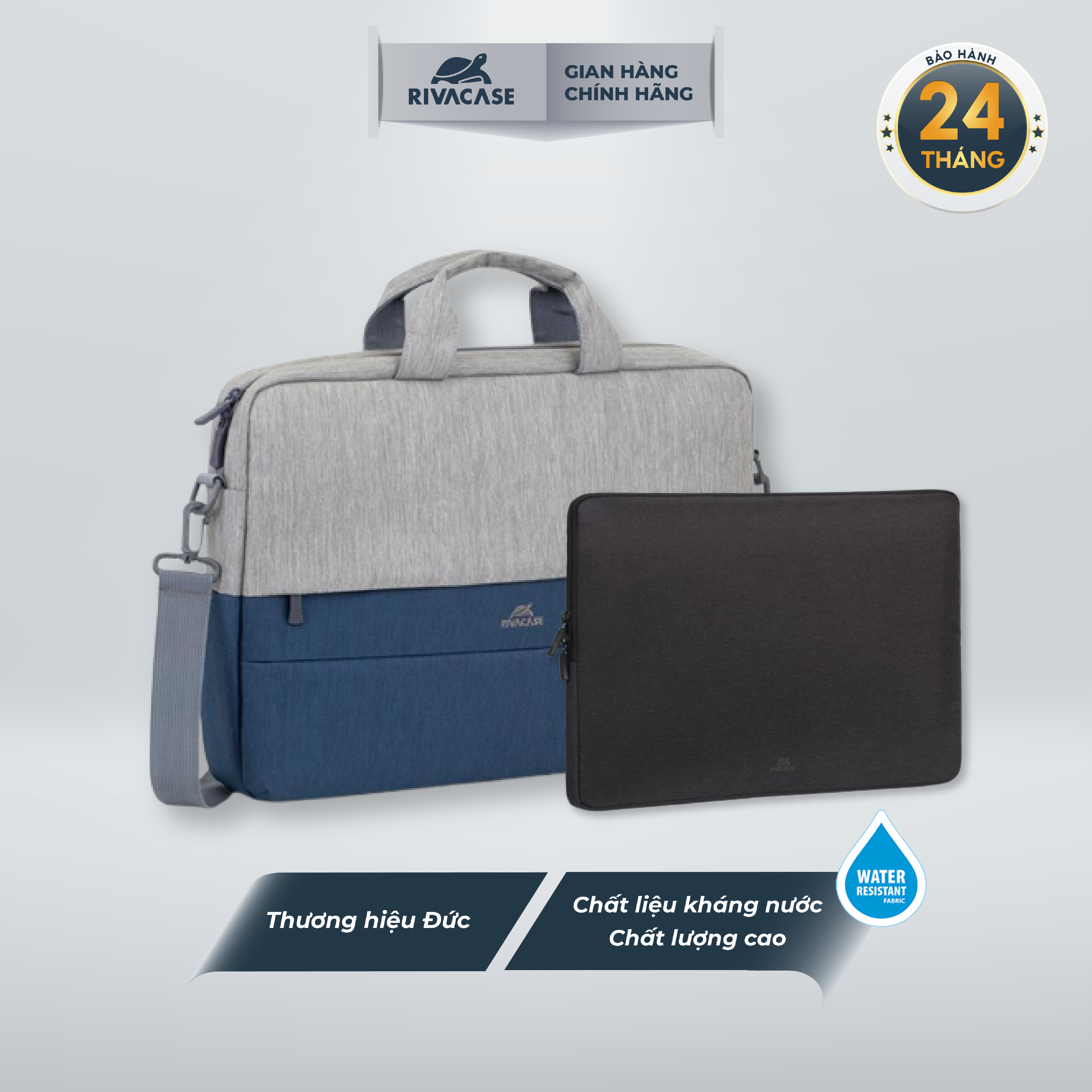 Combo túi xách laptop rivacase 7532 15.6 inch & túi chống sốc máy tính xách tay rivacase 7705 15.6 inch - hàng chính hãng