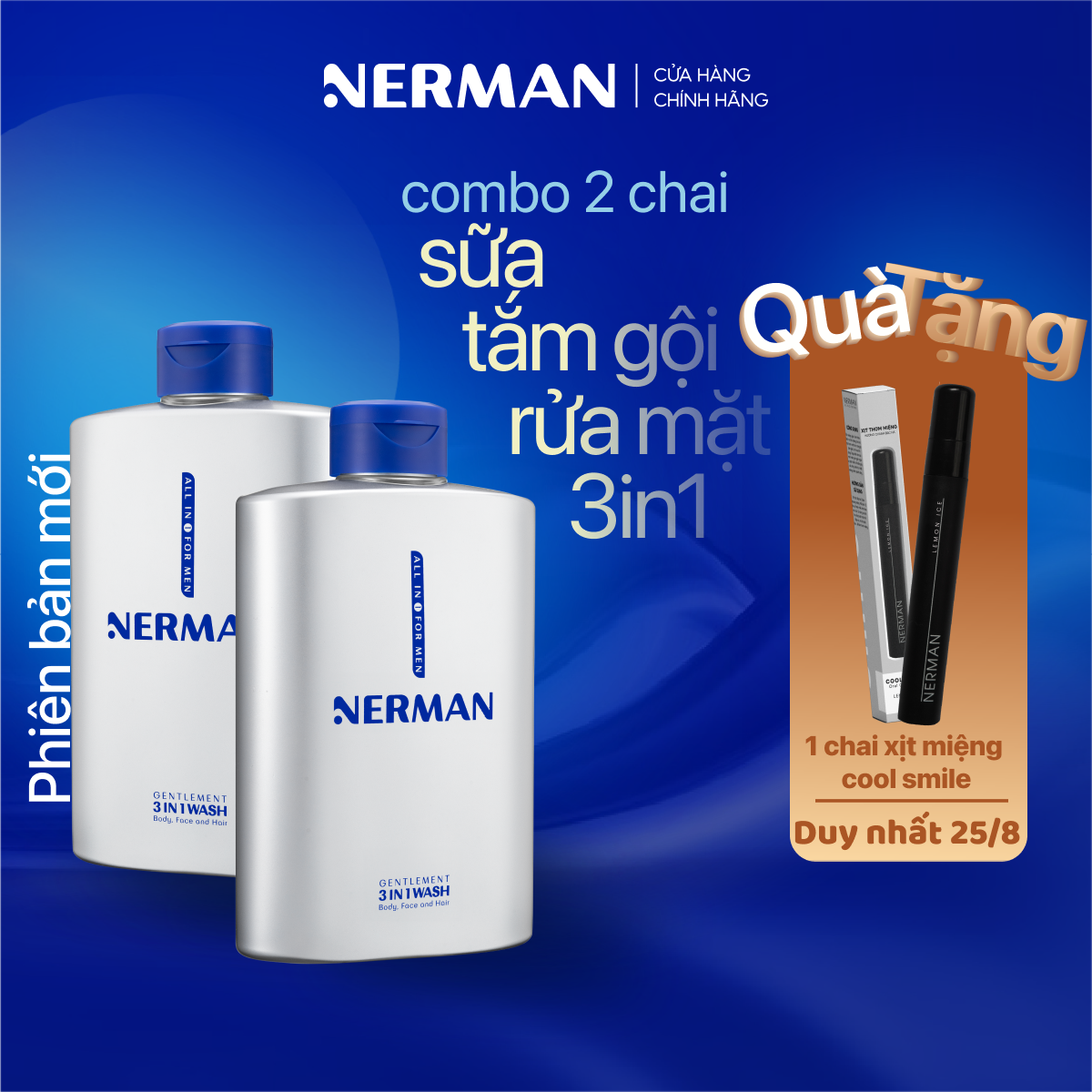 Sữa Tắm Gội Hương Nước Hoa Cao Cấp Gentleman 3-In-1 Nerman 350ml