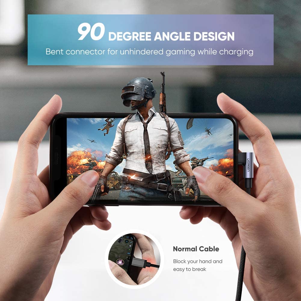 Cáp sạc cổng Lightning cho iPhone/iPad dây bện một đầu vuông góc 90 độ dài 1m US299 Cáp sạc cổng Lightning cho iPhone/iPad dây bện một đầu vuông góc 90 độ dài 1m US299