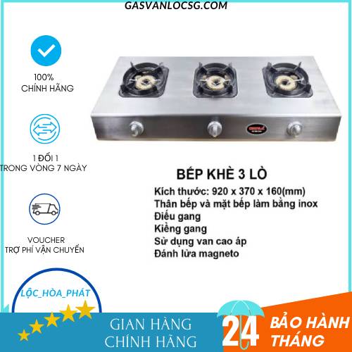 Bếp khè mặt inox 3 lò - bếp khè
