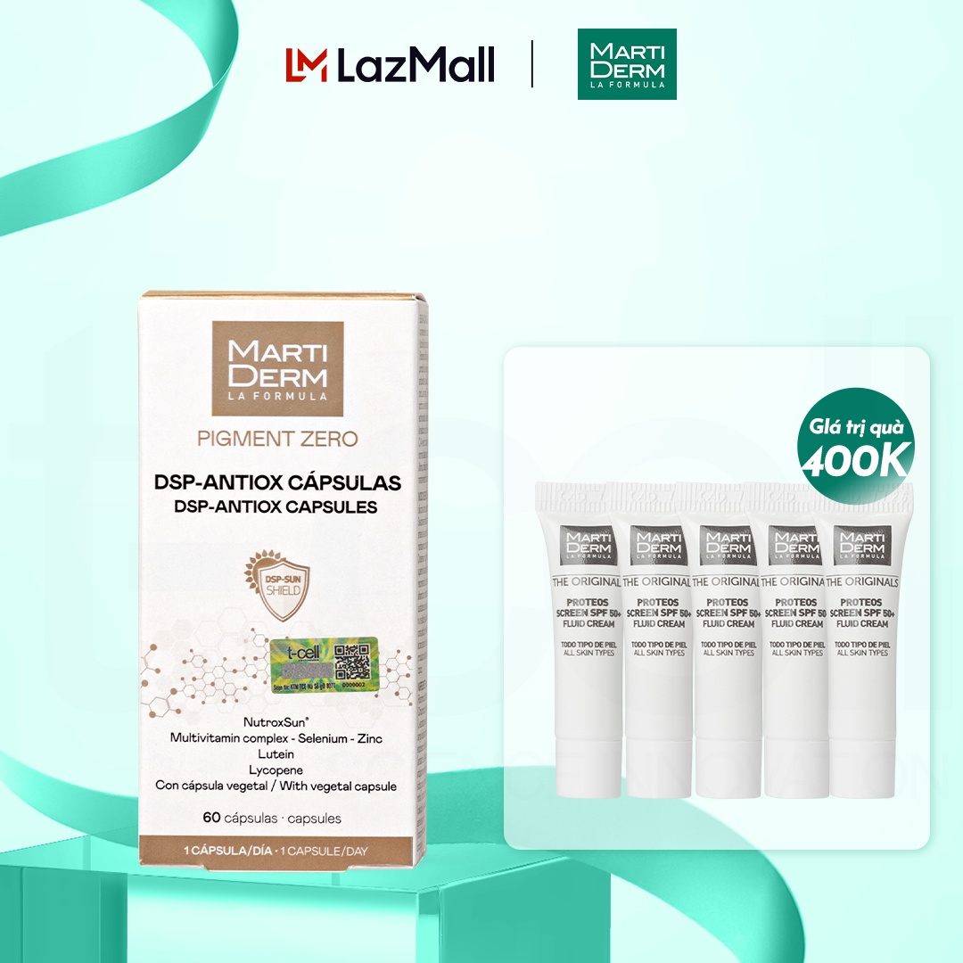 Viên Uống Chống Nắng, Làm Sáng Da - MartiDerm Pigment Zero DSP Antiox Capsules (60 Viên)