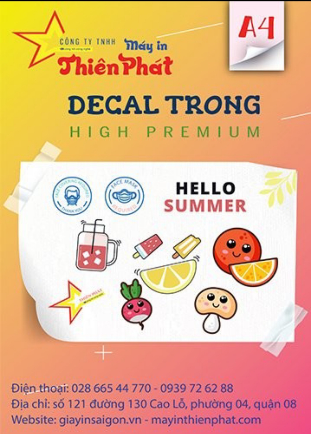 [HCM]Giấy In Nhiệt Decal Đế Trong A4, A3