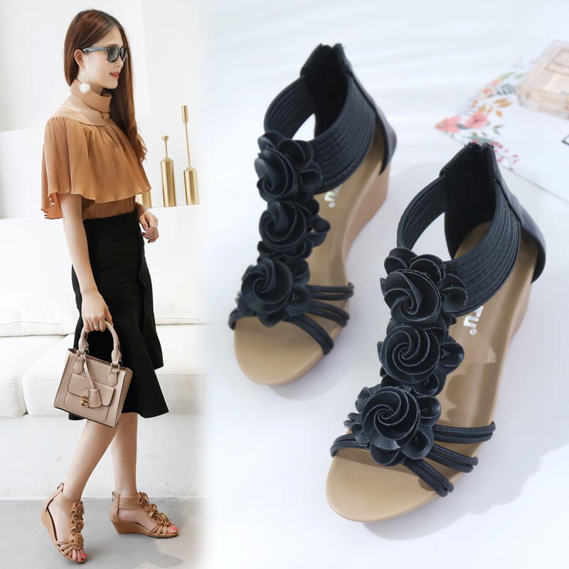 Giày Đế Xuồng 35-42 Giày Cao Gót Đế Xuồng Da Hoa Mềm Giày Roman Nữ Dạ Tiệc Trang Trọng Thường Ngày Trang Phục Công Sở Bán Chạy