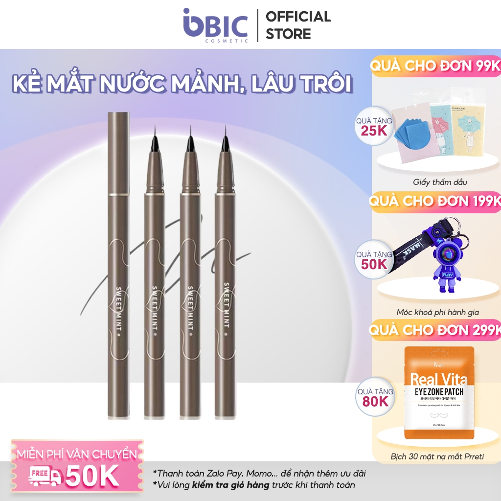 Bút kẻ mắt Sweet Mint đầu NANO Siêu Mảnh Lâu Trôi Chống Nước Cao Cấp Hot Xu Hướng BIC Cosmetic
